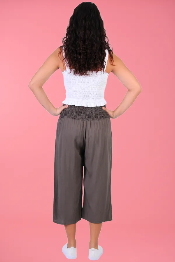 VGLP068 - 3/4 ROUCHED PANTS - GREY/OLIVE