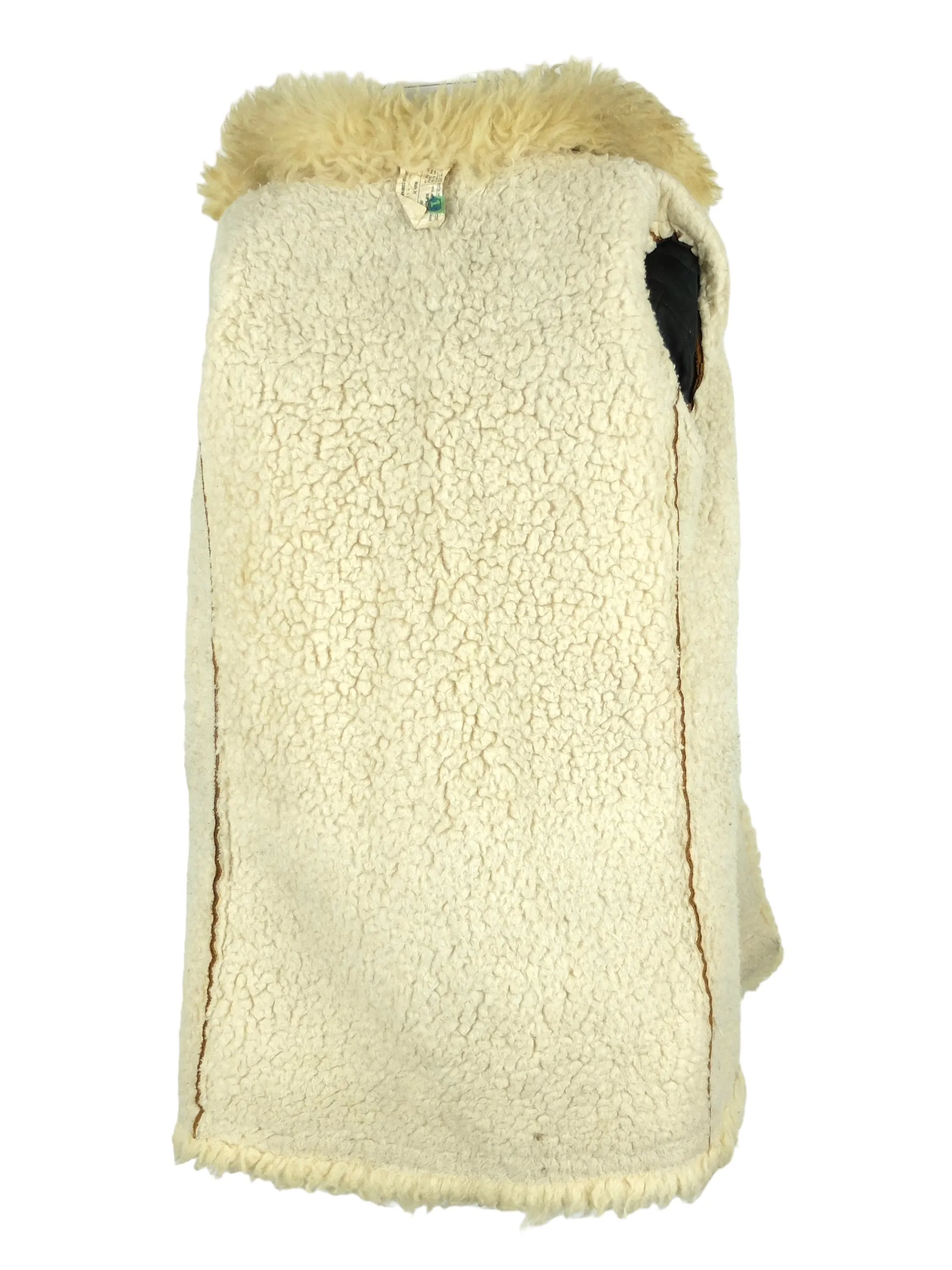 Vintage 70s Hippie Bohemian Penny Lane Brown Rust Orange & Cream Shearling Sheepskin Winter Coat