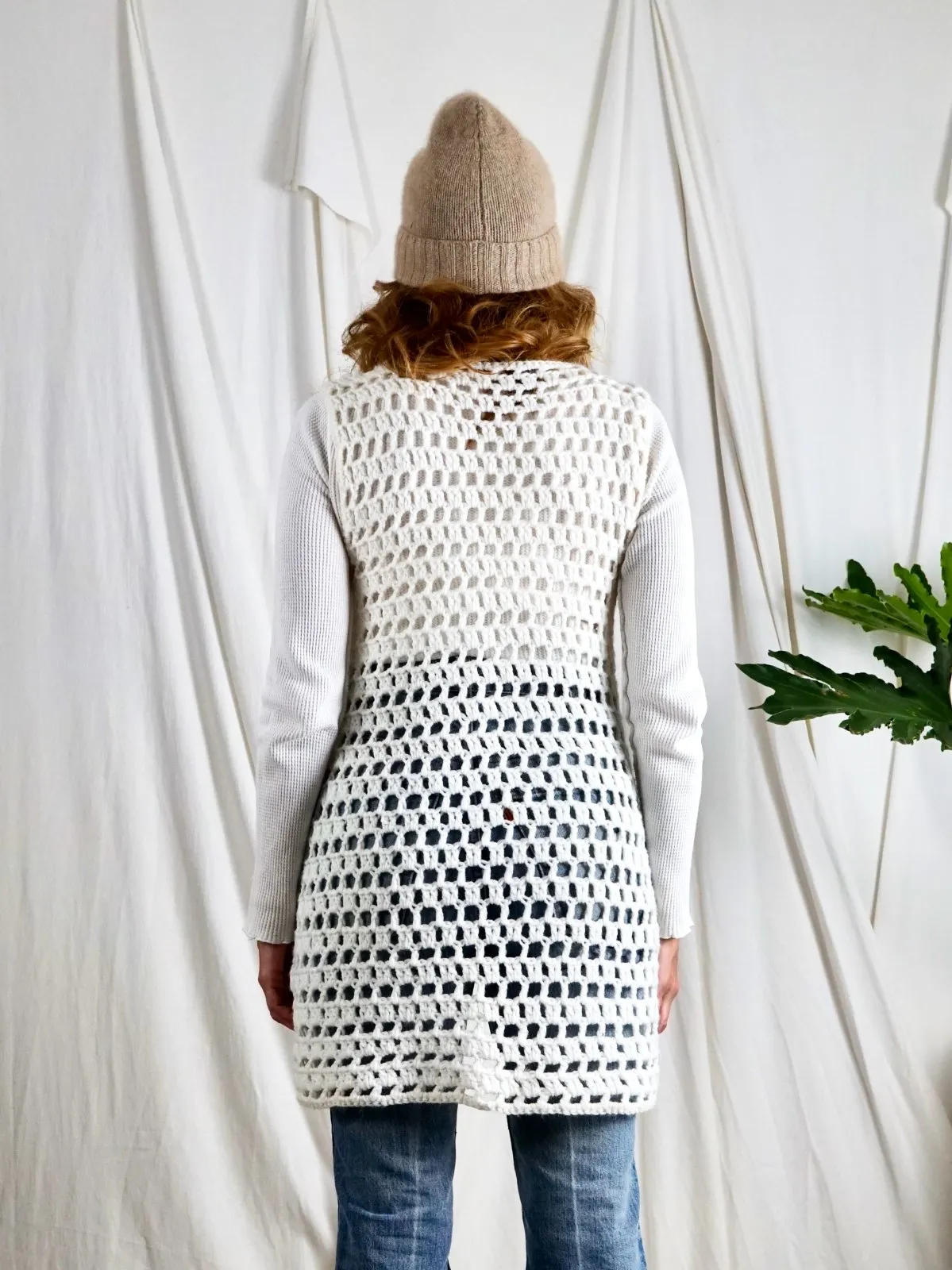 Vintage Vanilla Crochet Tassel Sweater Vest