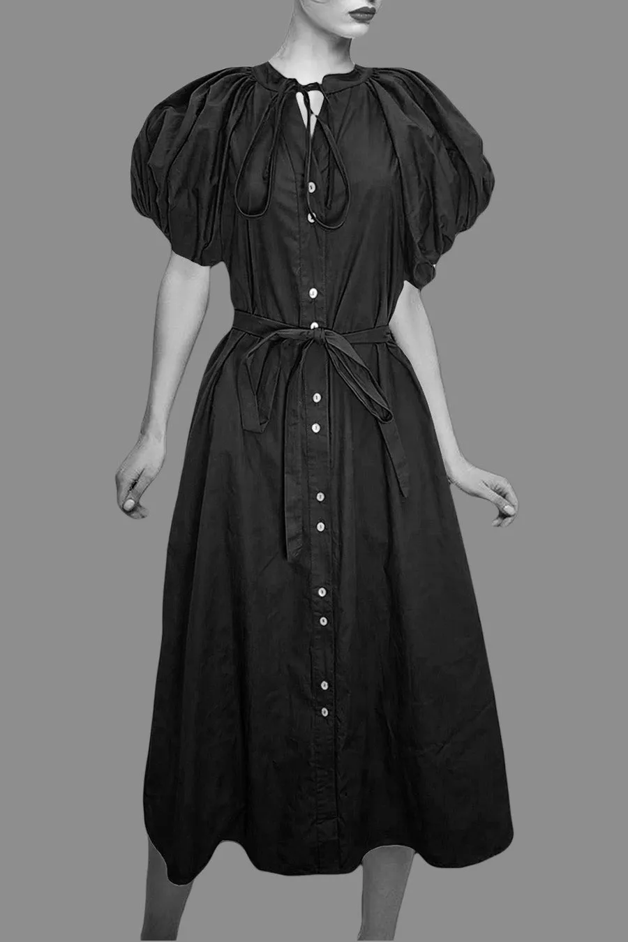 W5071 DRESS (BLK, GRN, WHT)