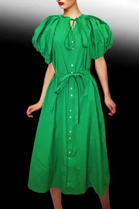 W5071 DRESS (BLK, GRN, WHT)