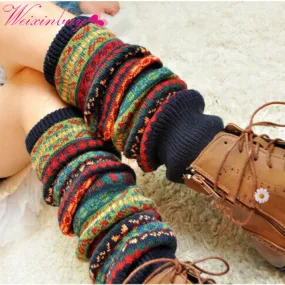 WEIXINBUY Winter Over Knee Long  Knit cover Crochet Leg Warmers Legging Chic