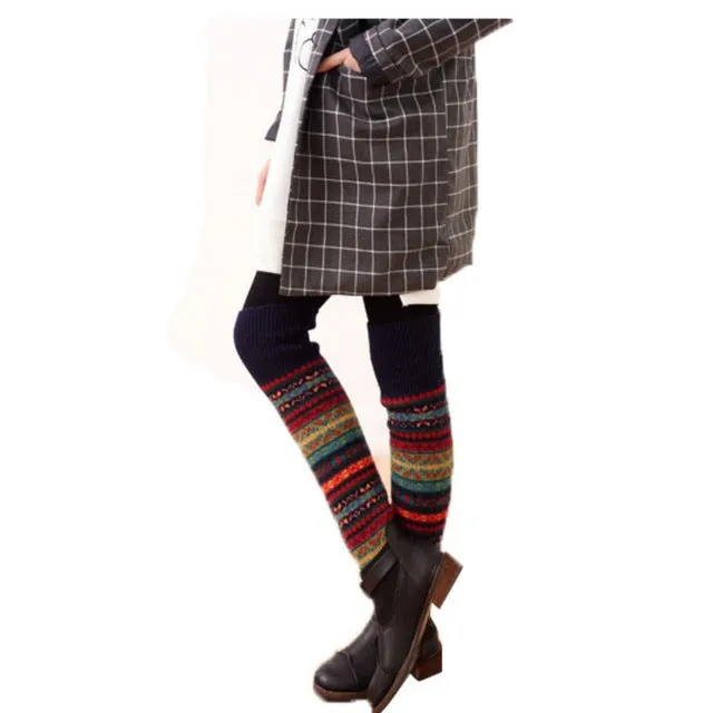 WEIXINBUY Winter Over Knee Long  Knit cover Crochet Leg Warmers Legging Chic