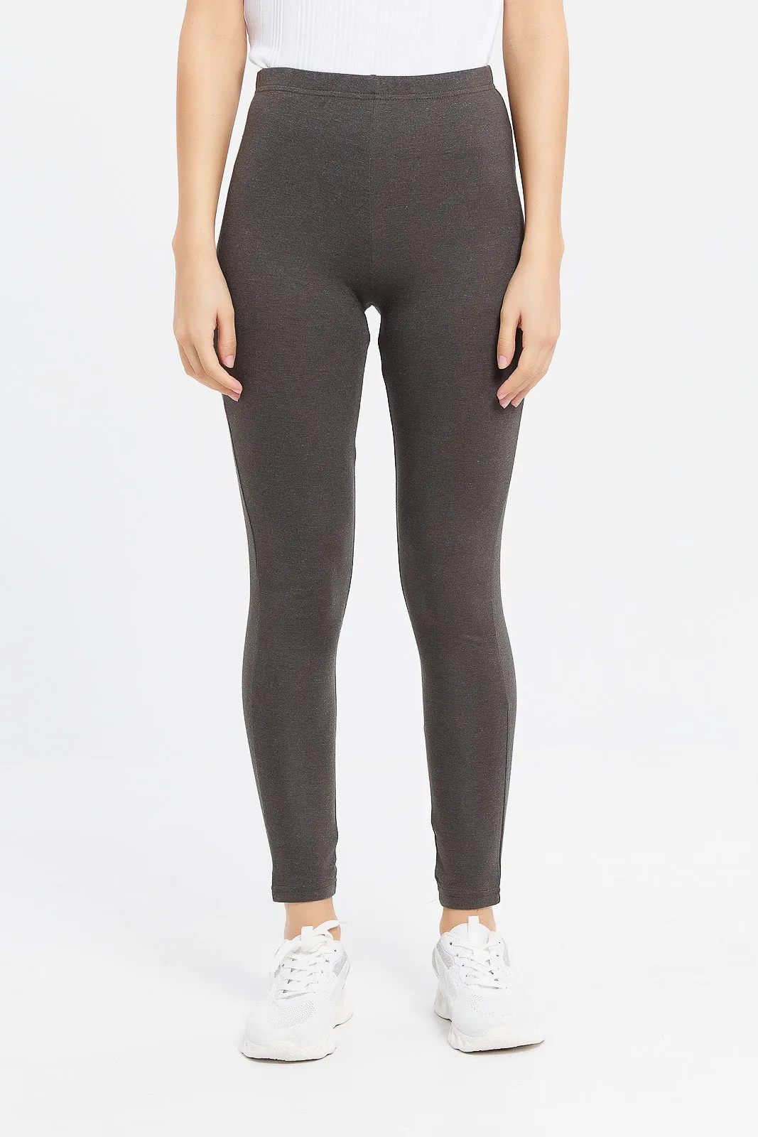 Women Olive And Charcoal Legging Set (Pack Of 2)