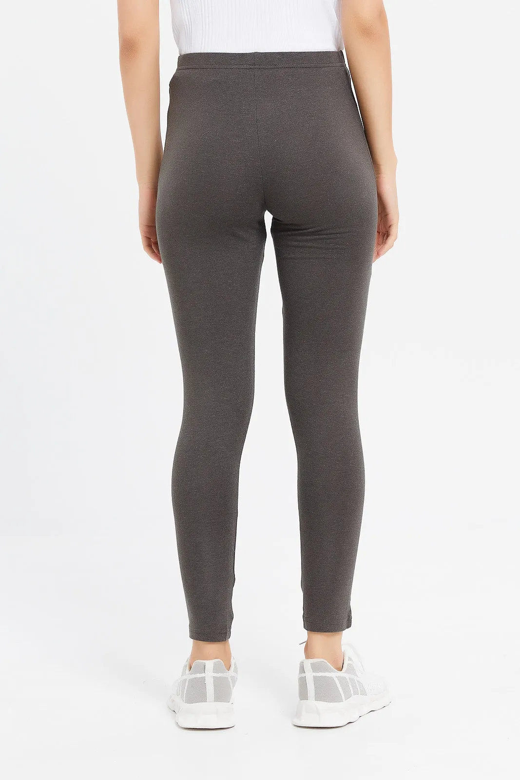 Women Olive And Charcoal Legging Set (Pack Of 2)