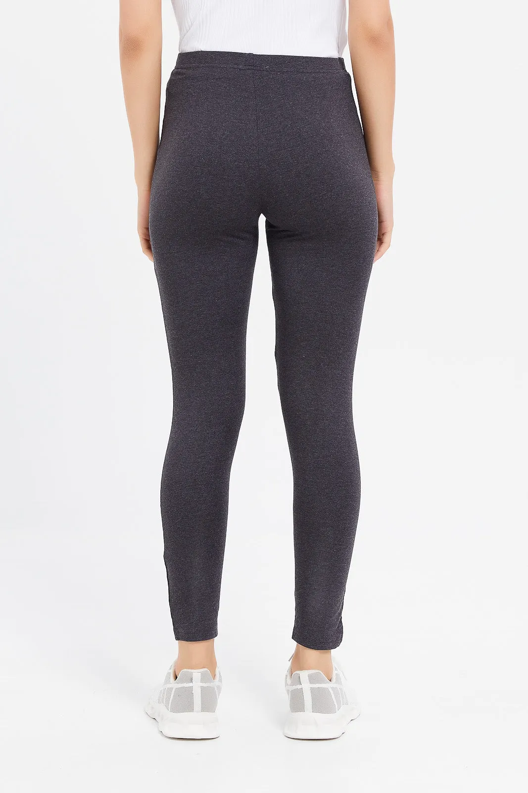 Women Olive And Charcoal Legging Set (Pack Of 2)
