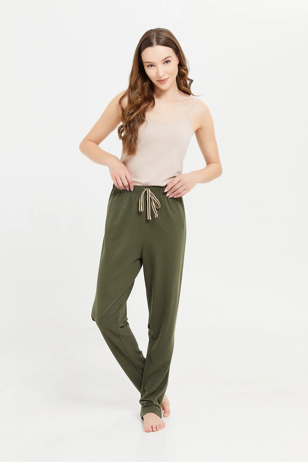 Women Olive Plain Pyjama Bottom