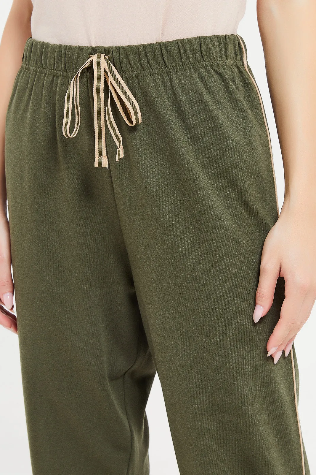 Women Olive Plain Pyjama Bottom