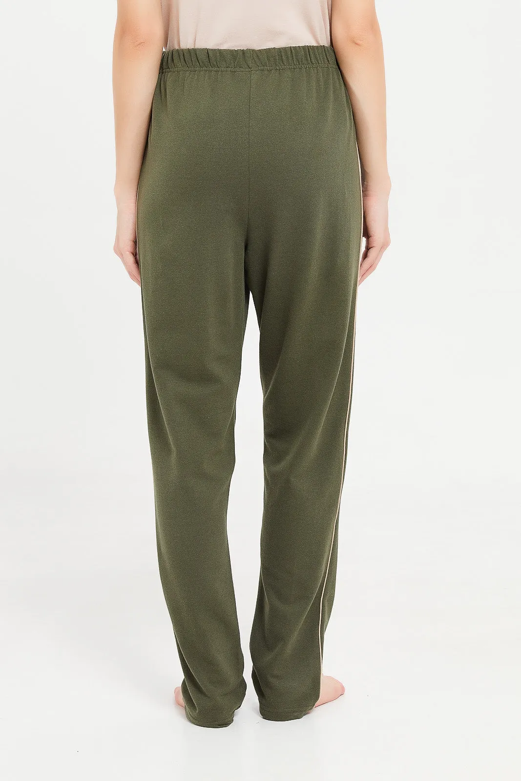 Women Olive Plain Pyjama Bottom