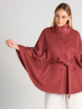 Women's Baby Alpaca Belted CLARA Cape - Red