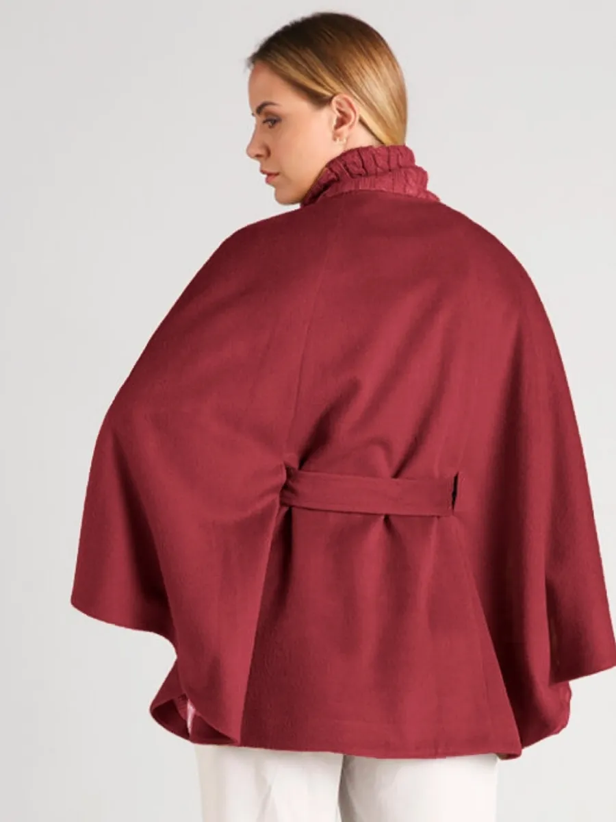 Women's Baby Alpaca Belted CLARA Cape - Red