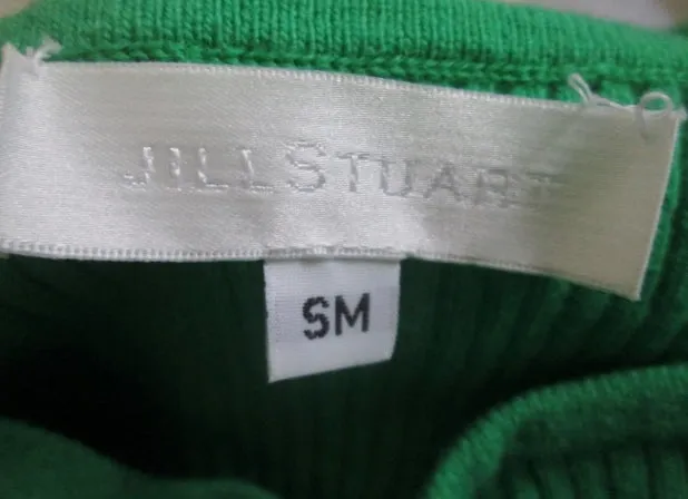Womens JILL STUART lambswool Sexy Clingy Strap Sweater Top KELLY GREEN S M