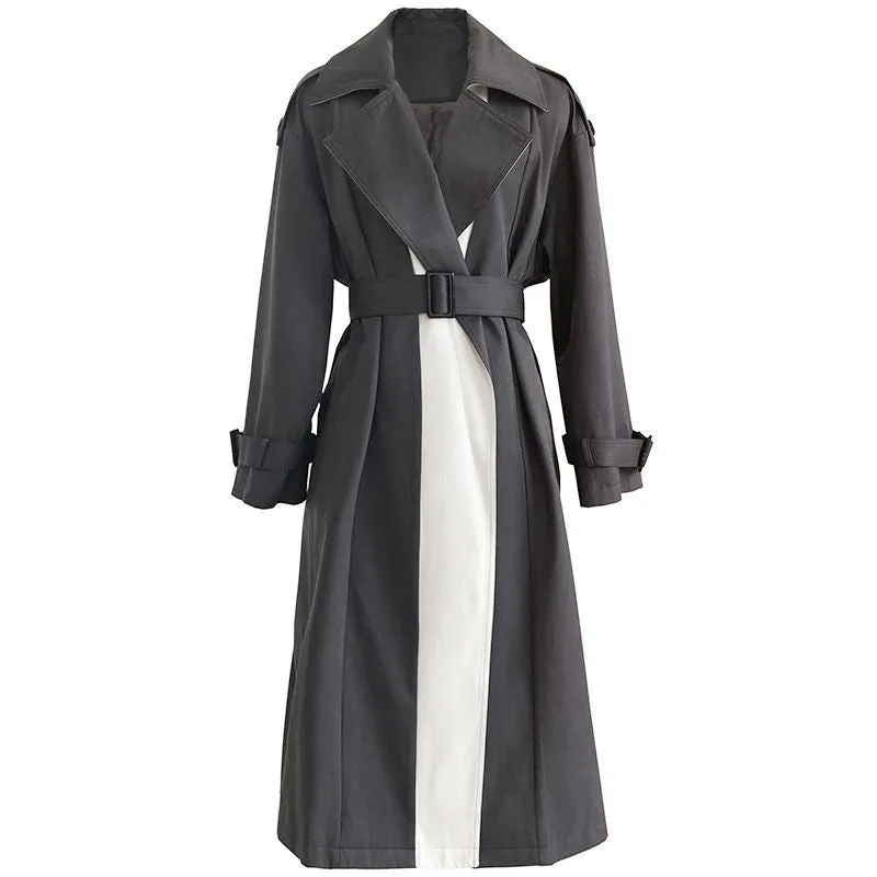 women's Mizalle Collar Garnished Black-Stone Trench Coat
