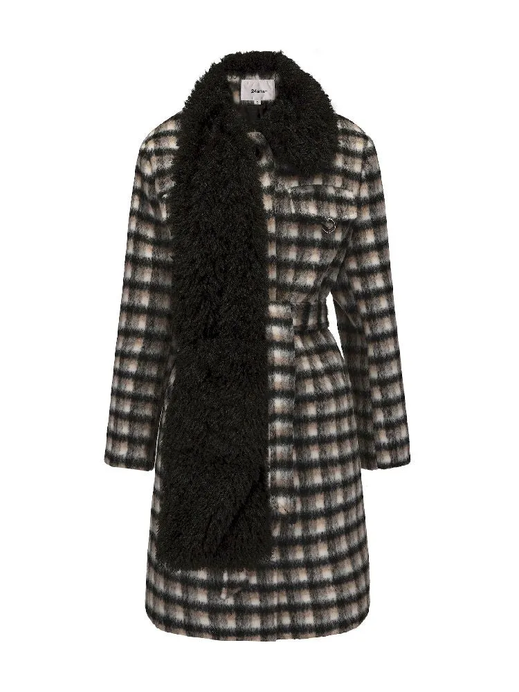 Wool Scarf Plaid Coat【s0000010945】