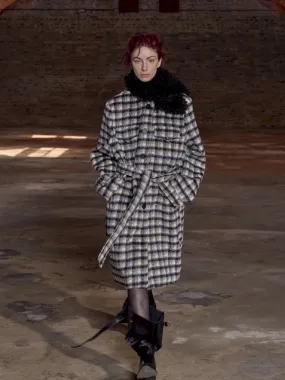 Wool Scarf Plaid Coat【s0000010945】
