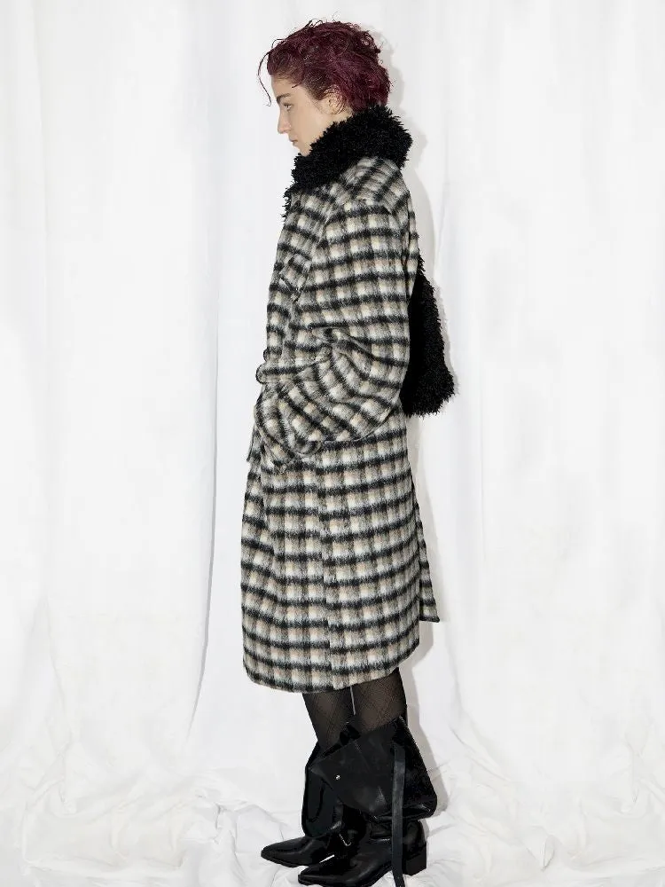 Wool Scarf Plaid Coat【s0000010945】