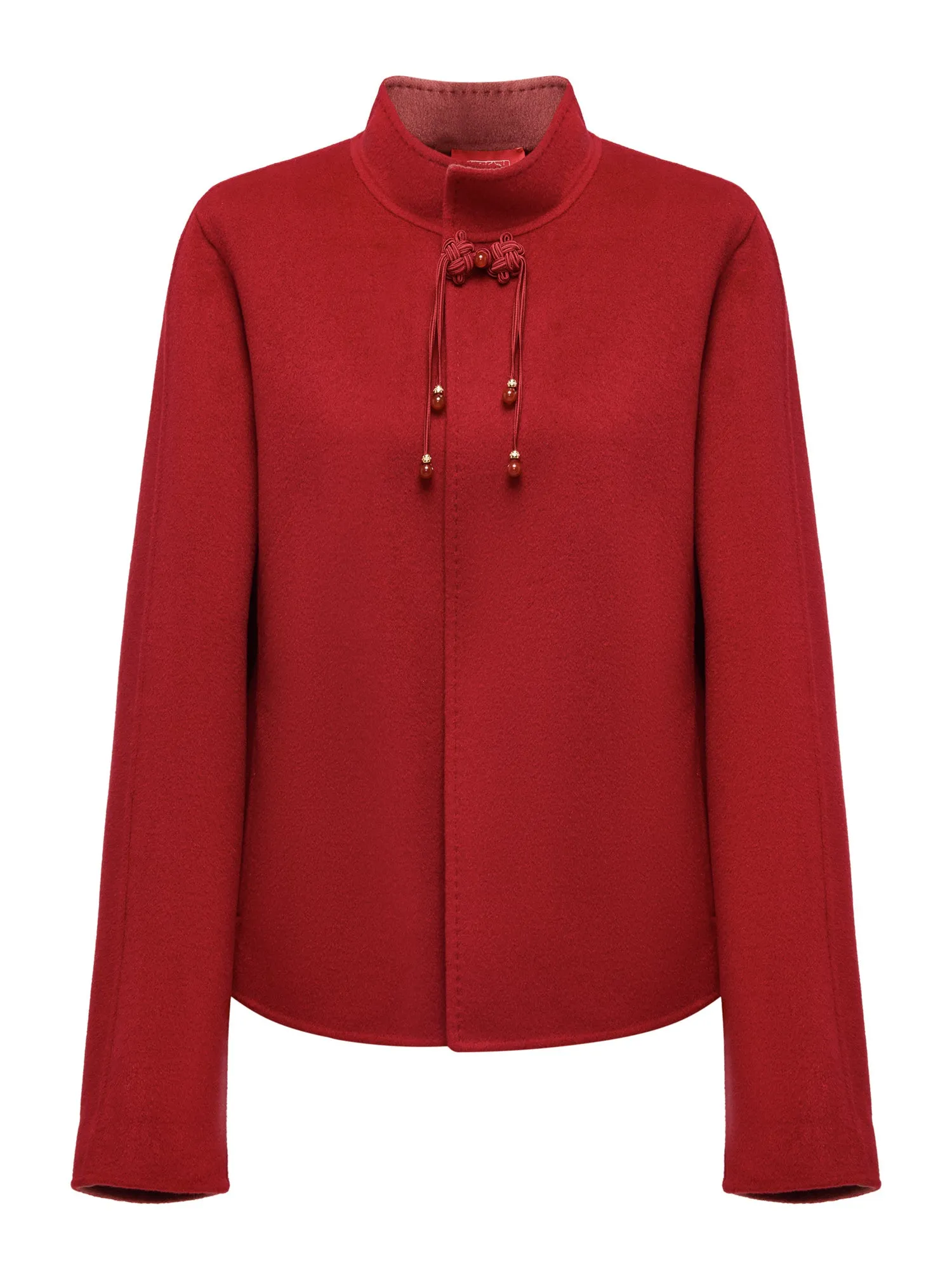 YAYING Stand Collar Frog Button Short Coat