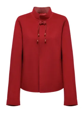 YAYING Stand Collar Frog Button Short Coat