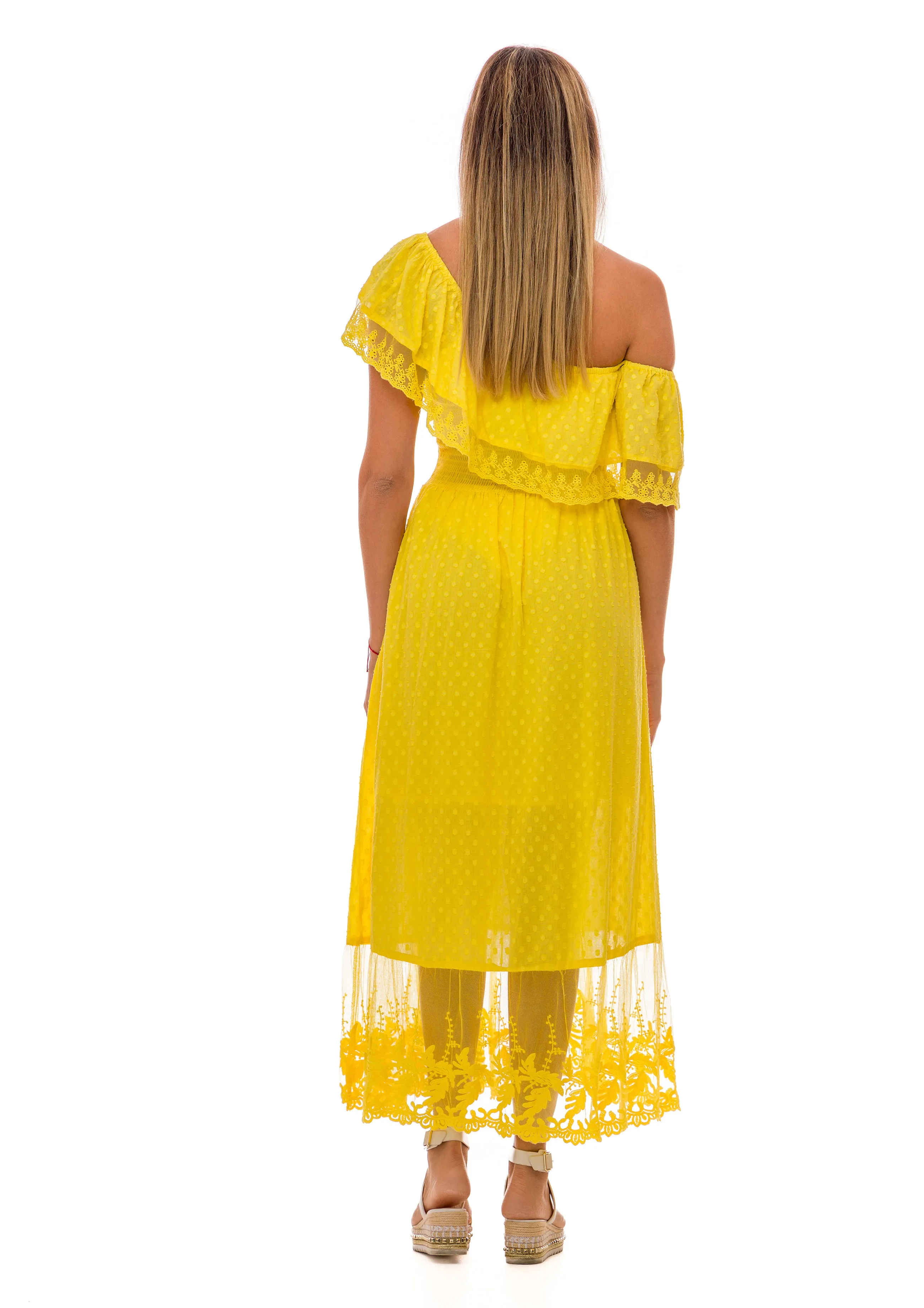 Yellow drop shoulder dress