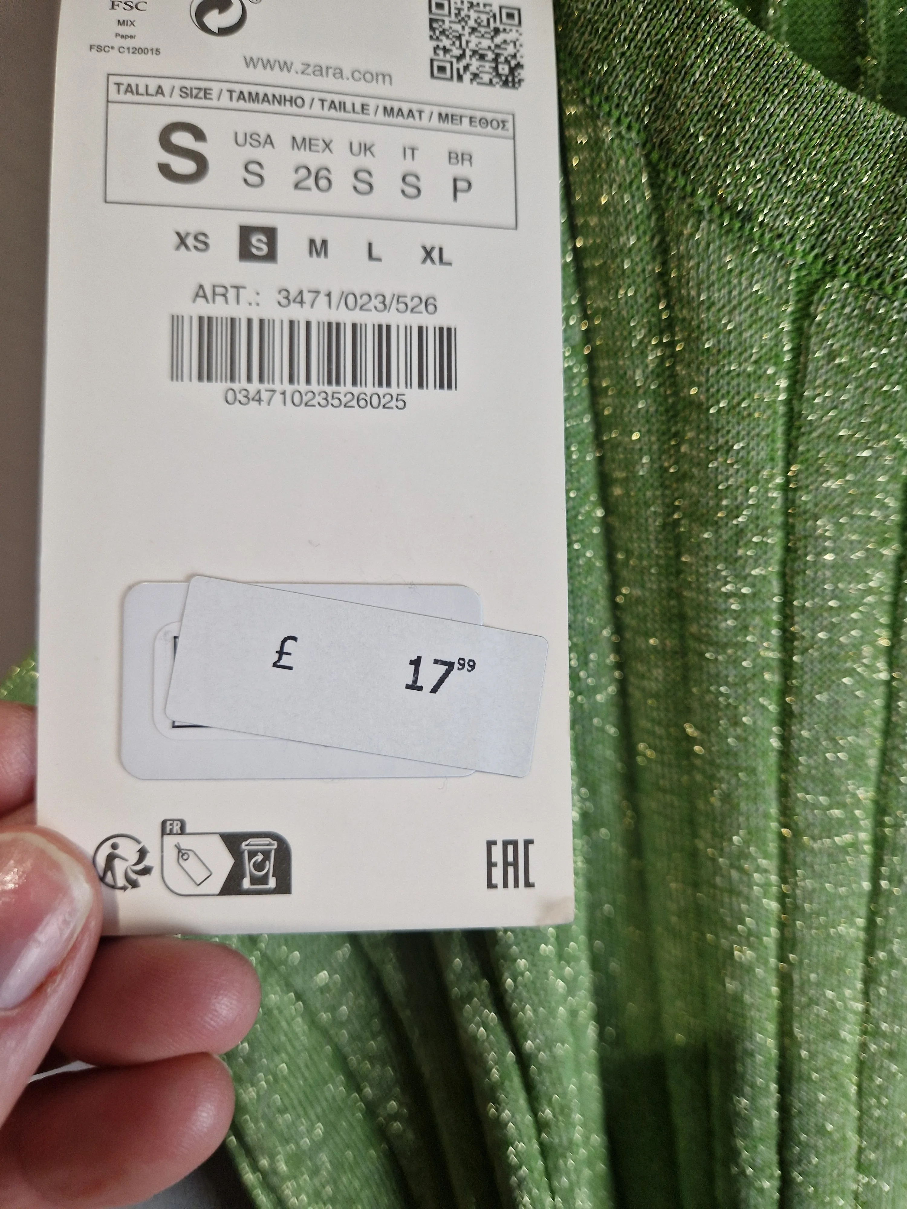 Zara green gold fleck knitted vest top, new with tags  - small