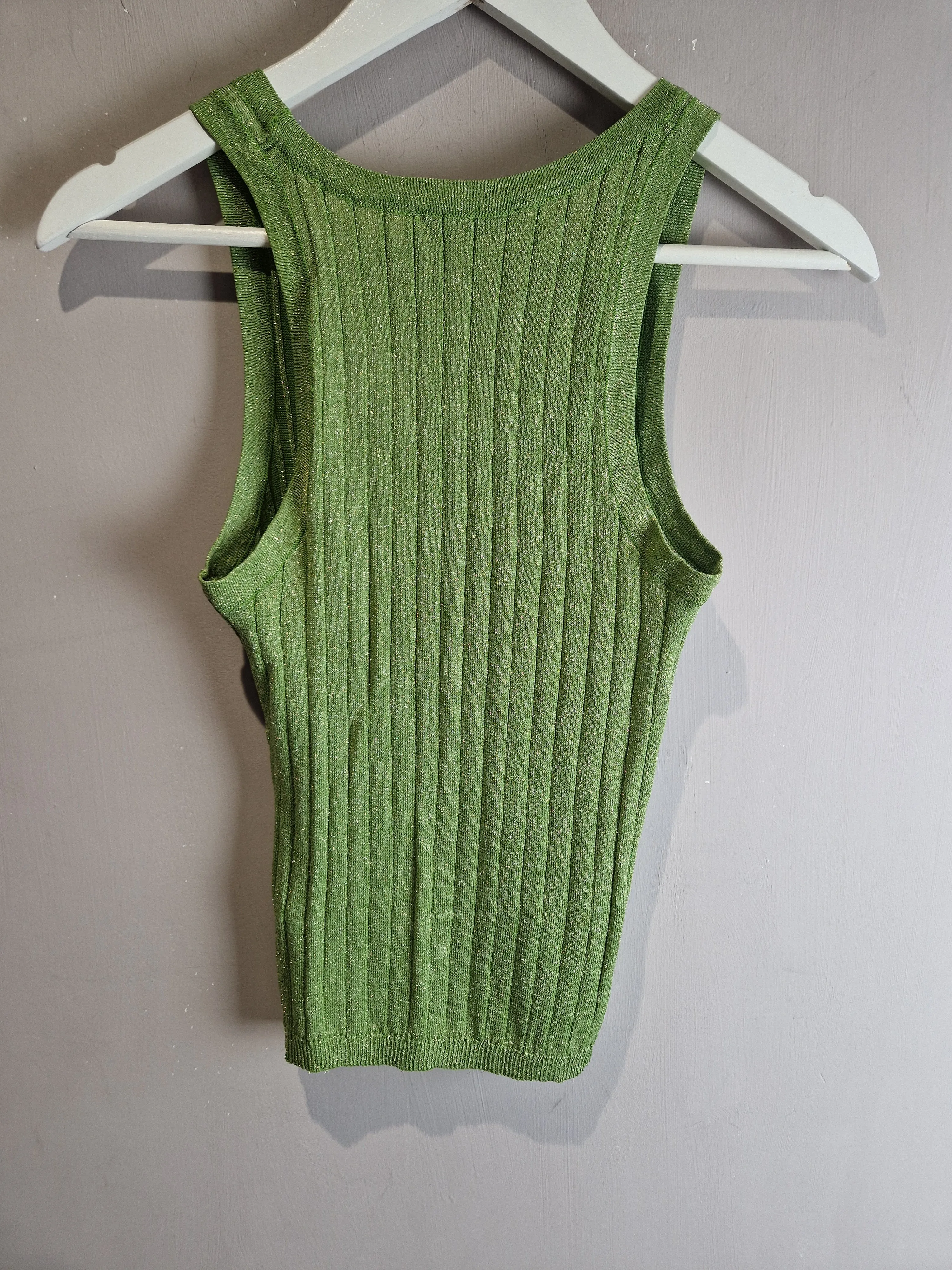 Zara green gold fleck knitted vest top, new with tags  - small