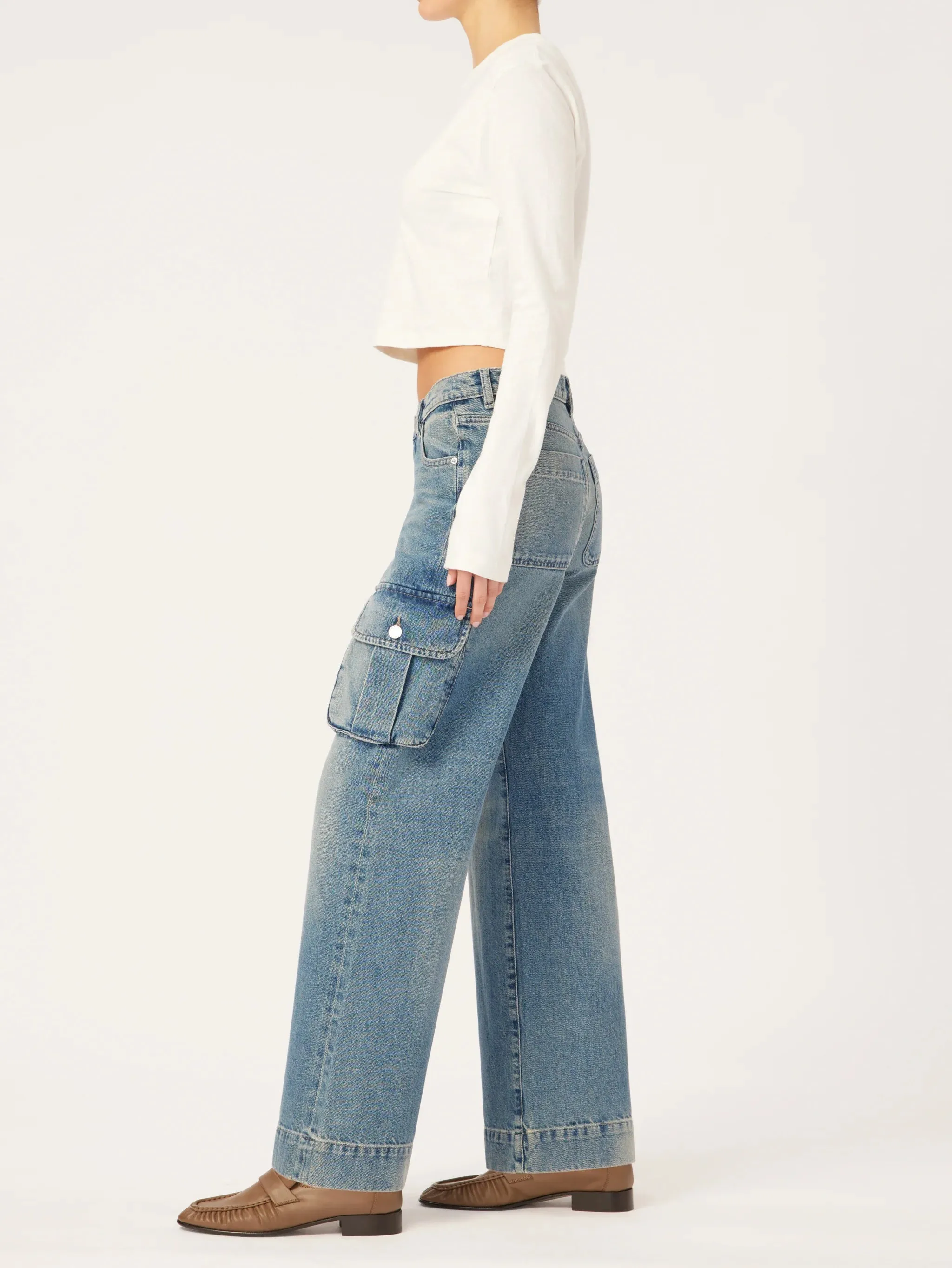 Zoie Wide Leg Low Rise Relaxed Vintage - Aged Mid Cargo